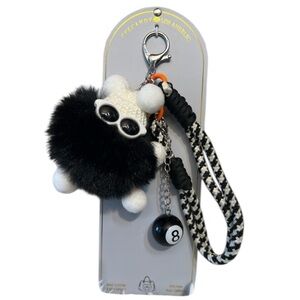 🎱🖤Eye Candy Los Angeles  furry pom-pom with sunglasses, &eight-ball charm🎱🖤